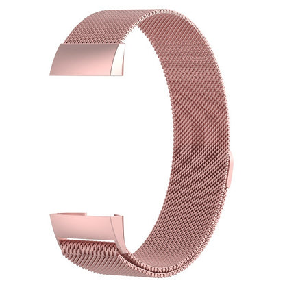 Stainless Steel Magnet Watch Band for FITBIT Charge 3, Size:Small, 187x18mm(Pink) by bashfashion