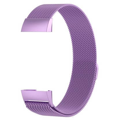 Stainless Steel Magnet Watch Band for FITBIT Charge 3, Size:Small, 187x18mm(Light Purple) by bashfashion