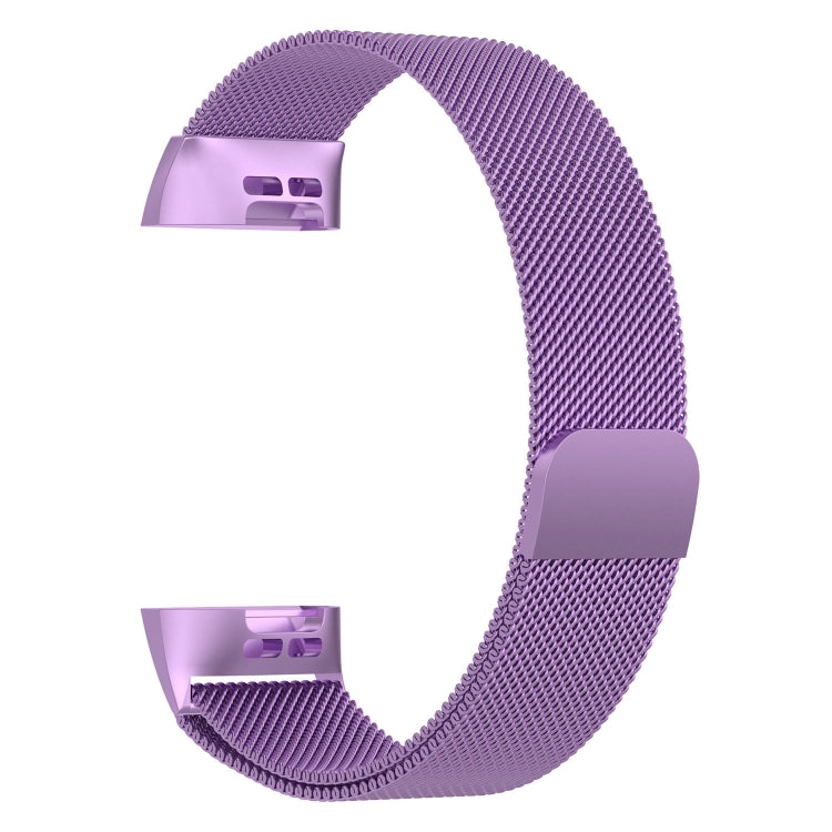 Stainless Steel Magnet Watch Band for FITBIT Charge 3, Size:Small, 187x18mm(Light Purple) by bashfashion