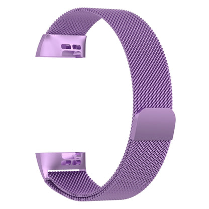 Stainless Steel Magnet Watch Band for FITBIT Charge 3, Size:Small, 187x18mm(Light Purple) by bashfashion