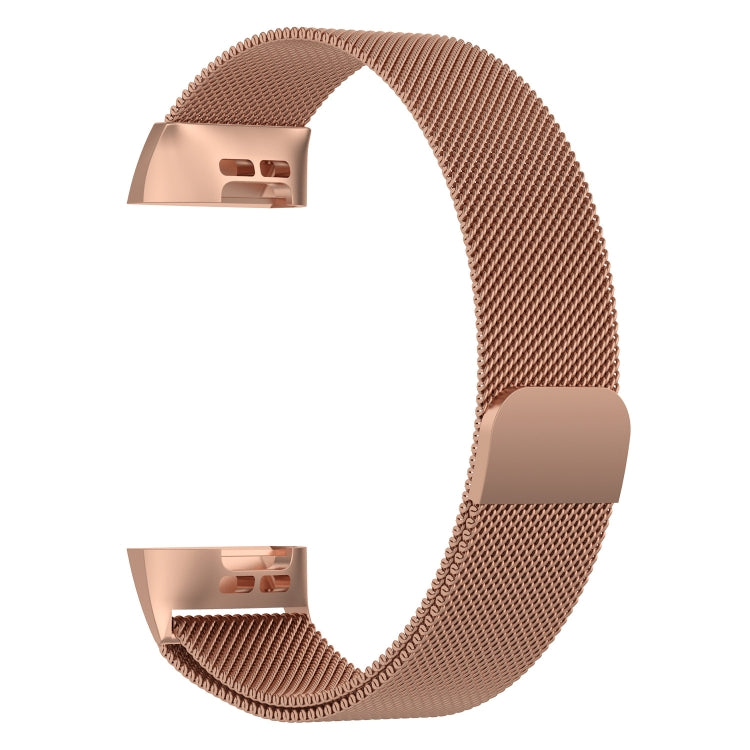 Stainless Steel Magnet Watch Band for FITBIT Charge 3, Size:Small, 187x18mm(Rose Gold) by bashfashion