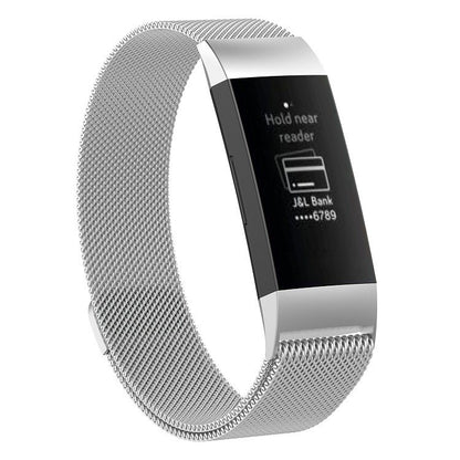 Stainless Steel Magnet Watch Band for FITBIT Charge 3, Size:Small, 187x18mm(Silver) by bashfashion