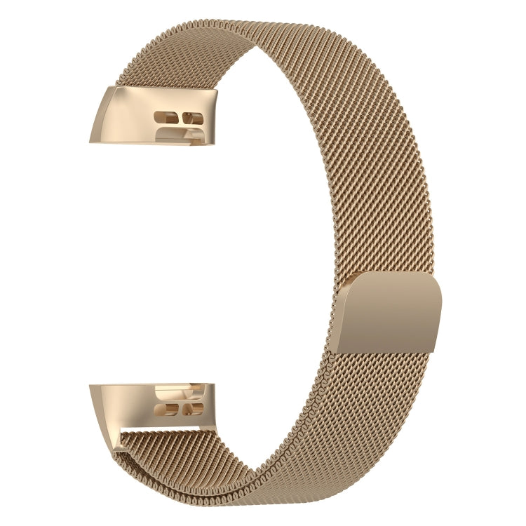 Stainless Steel Magnet Watch Band for FITBIT Charge 3, Size:Large, 217x18mm(Champagne Gold) by bashfashion