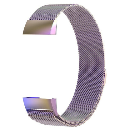 Stainless Steel Magnet Watch Band for FITBIT Charge 3, Size:Large, 217x18mm(Colorful Light) by bashfashion