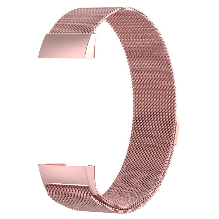 Stainless Steel Magnet Watch Band for FITBIT Charge 3, Size:Large, 217x18mm(Pink) by bashfashion