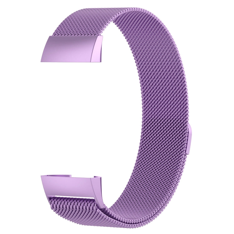 Stainless Steel Magnet Watch Band for FITBIT Charge 3, Size:Large, 217x18mm(Light Purple) by bashfashion