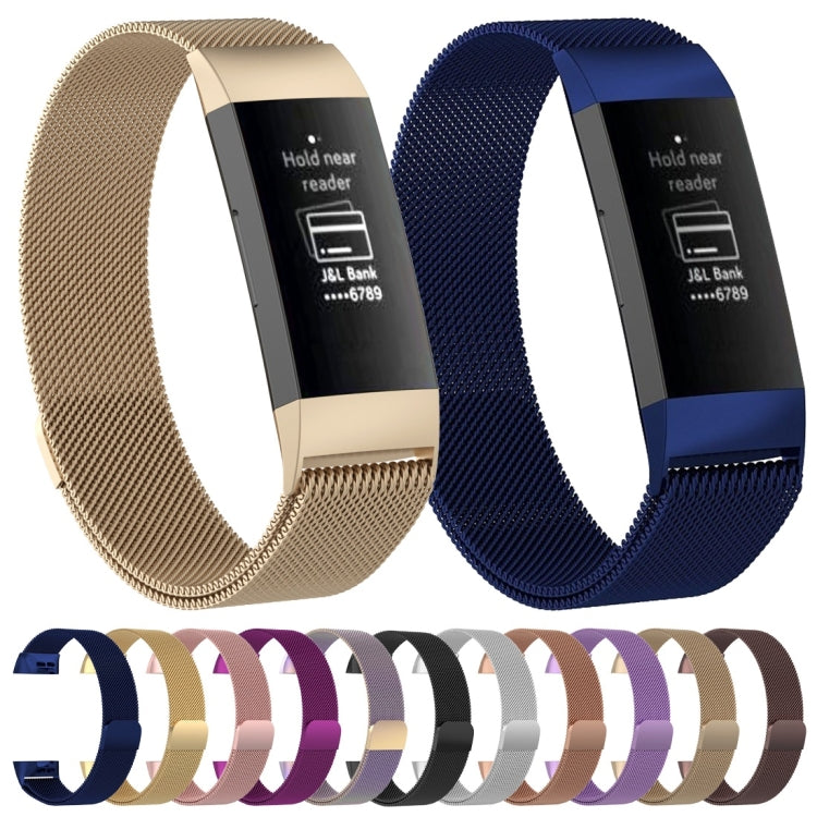 Stainless Steel Magnet Watch Band for FITBIT Charge 3, Size:Large, 217x18mm(Colorful Light) by bashfashion