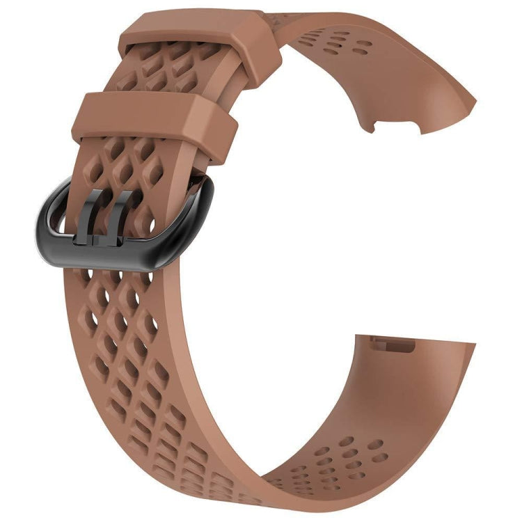 Square Hole Adjustable Sport Watch Band for FITBIT Charge 3(Coffee) by bashfashion