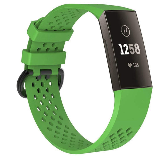 Square Hole Adjustable Sport Watch Band for FITBIT Charge 3(Green) by bashfashion