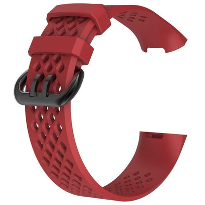 Square Hole Adjustable Sport Watch Band for FITBIT Charge 3(Red) by bashfashion