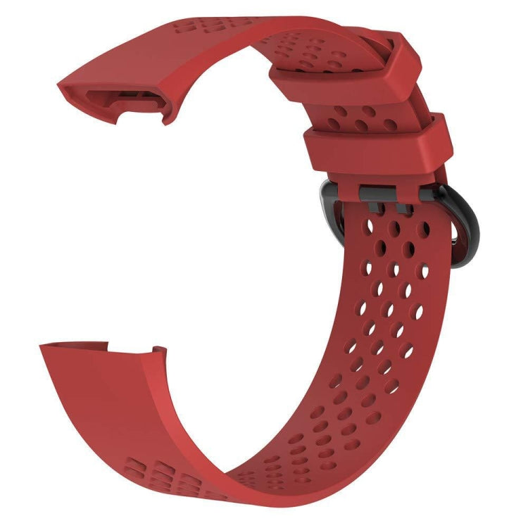 Square Hole Adjustable Sport Watch Band for FITBIT Charge 3(Red) by bashfashion