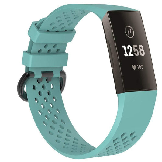 Square Hole Adjustable Sport Watch Band for FITBIT Charge 3(Tiffany Blue) by bashfashion
