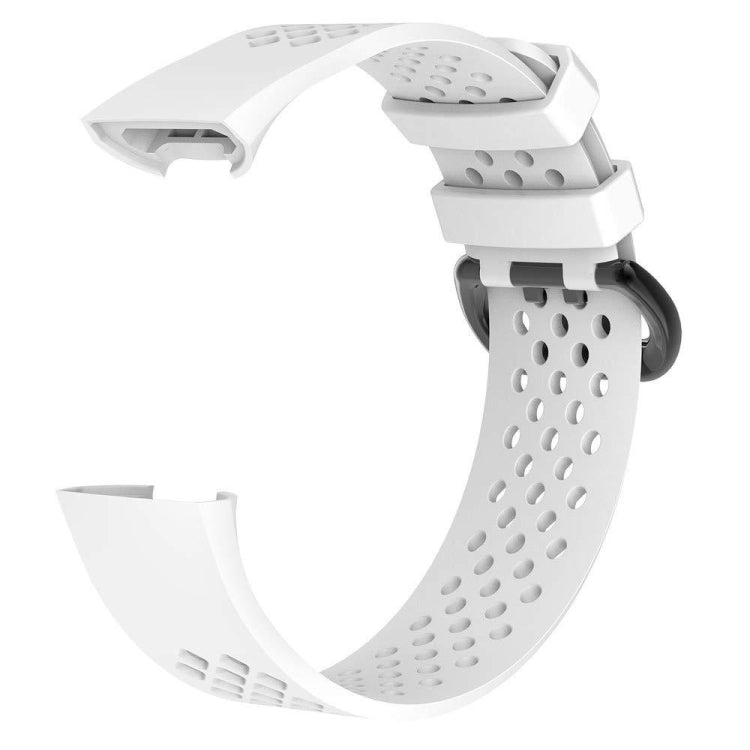 Square Hole Adjustable Sport Watch Band for FITBIT Charge 3(White) by bashfashion