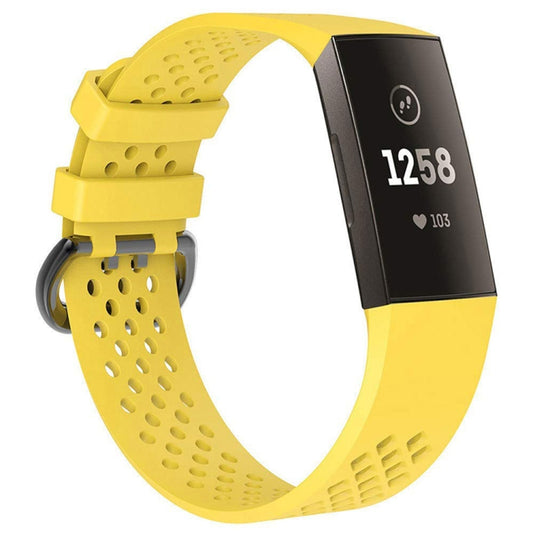 Square Hole Adjustable Sport Watch Band for FITBIT Charge 3(Yellow) by bashfashion