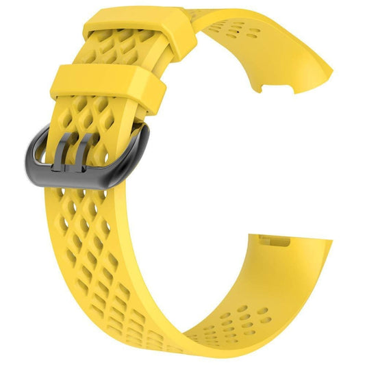 Square Hole Adjustable Sport Watch Band for FITBIT Charge 3(Yellow) by bashfashion