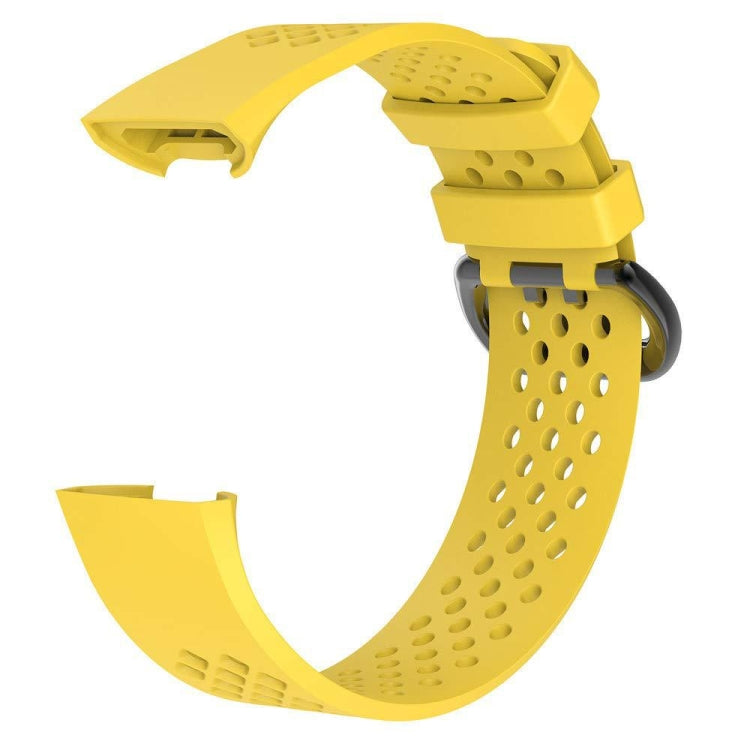 Square Hole Adjustable Sport Watch Band for FITBIT Charge 3(Yellow) by bashfashion