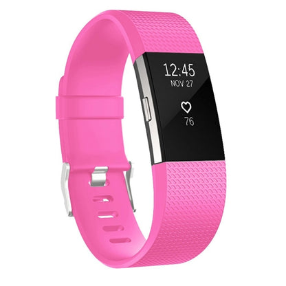 Square Pattern Adjustable Sport Watch Band for FITBIT Charge 2, Size: L, 12.5x8.5cm(Rose Red) by bashfashion