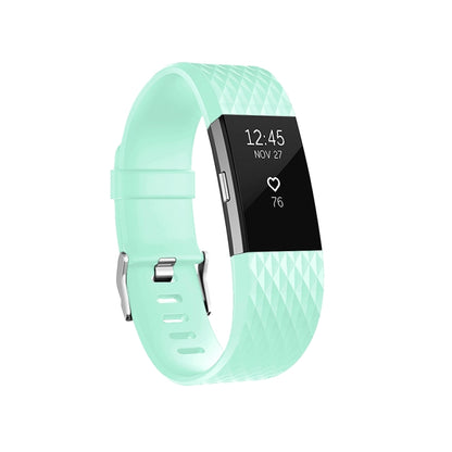 Diamond Pattern Adjustable Sport Watch Band for FITBIT Charge 2, Size: L, 12.5x8.5cm(Cyan) by bashfashion