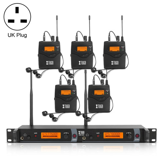 XTUGA IEM1200 Wireless Transmitter 5 Bodypack Stage Singer In-Ear Monitor System (UK Plug) by XTUGA
