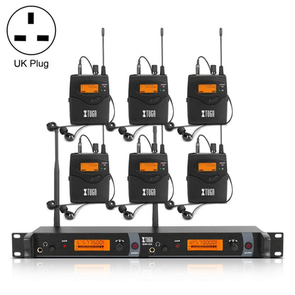 XTUGA IEM1200 Wireless Transmitter 6 Bodypack Stage Singer In-Ear Monitor System (UK Plug) by XTUGA