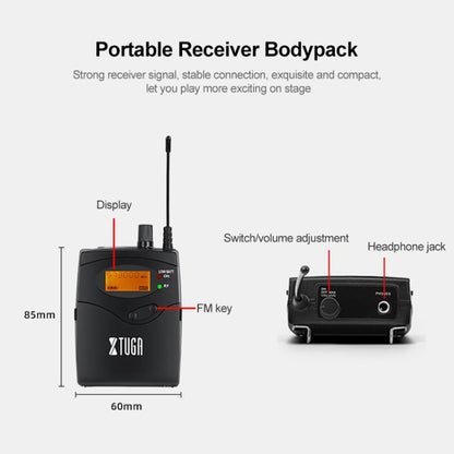 XTUGA IEM1200 Wireless Transmitter 6 Bodypack Stage Singer In-Ear Monitor System (UK Plug) by XTUGA