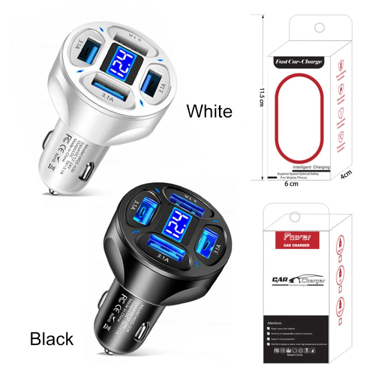 WGS-G36 3.1A 4 in 1 Digital Display Car Charger with Voltmeter (Black) by bashfashion