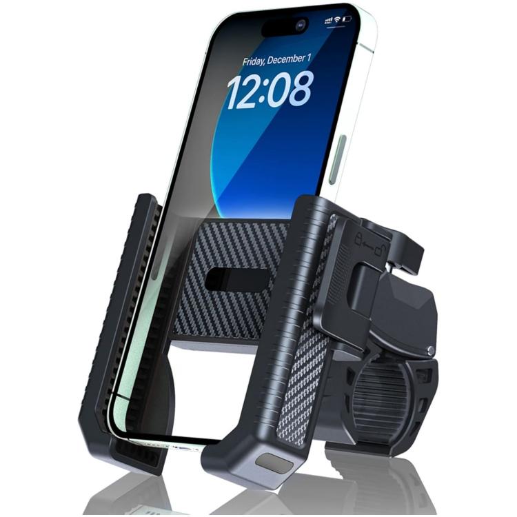 Carbon Fiber Texture Bicycle Non-slip Scooter Phone Holder (Black) by bashfashion