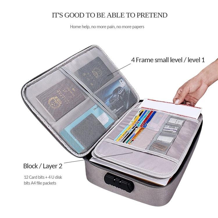 ZJ02 Waterproof Polyester Multi-layer Document Storage Bag Laptop Bag for All Sizes of Laptops, with Password Lock(Black) by bashfashion