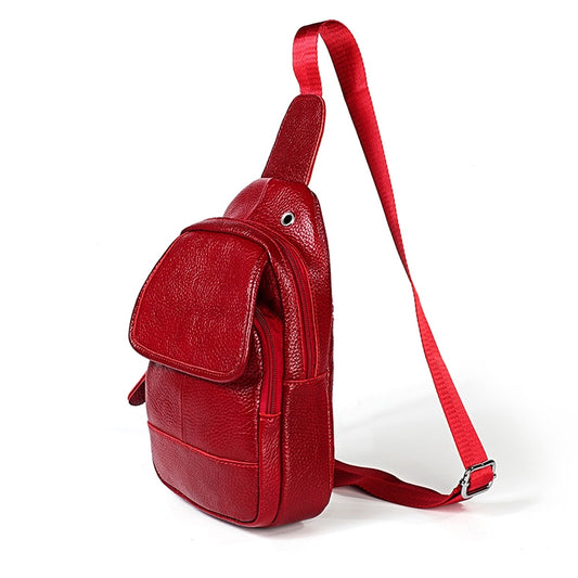 6023 Casual Litchi Texture Soft Face Full-grain Cowhide One Shoulder Crossbody Bag for Men(Red) by bashfashion
