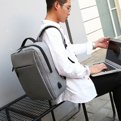 POFOKO Large-capacity Waterproof Oxford Cloth Business Casual Backpack with External USB Charging Design for 15.6 inch Laptops(Black) by POFOKO