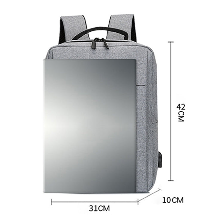 POFOKO Large-capacity Waterproof Oxford Cloth Business Casual Backpack with External USB Charging Design for 15.6 inch Laptops (Grey) by POFOKO
