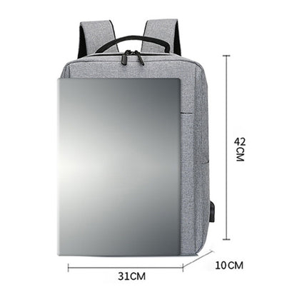 POFOKO Large-capacity Waterproof Oxford Cloth Business Casual Backpack with External USB Charging Design for 15.6 inch Laptops (Grey) by POFOKO