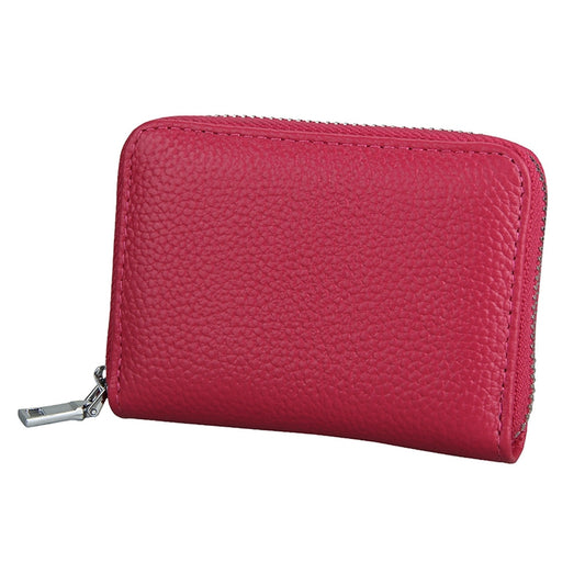 KB205 Antimagnetic RFID Litchi Texture Leather Zipper Large-capacity Card Holder Wallet(Rose Red) by bashfashion