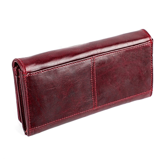 3559 Antimagnetic RFID Multi-function Zipper Retro Top-grain Leather Lady Purse Wallet (Wine Red) by bashfashion