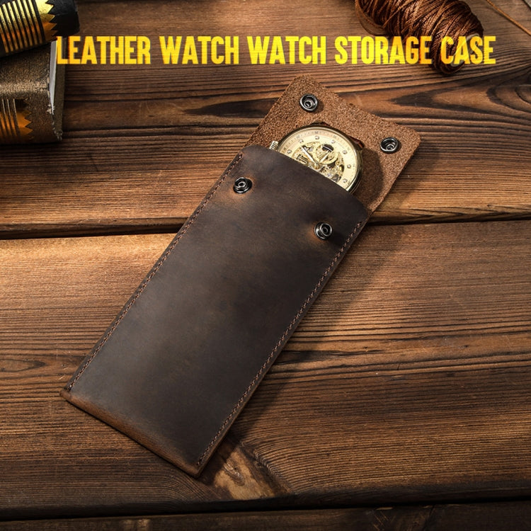 CONTACTS FAMILY CF1110 Universal Crazy Horse Leather Watch Protective Case Storage Bag for Apple Watch (Coffee) by bashfashion