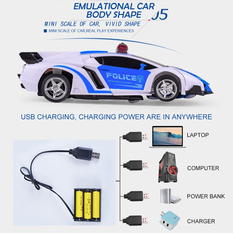 1023 4 Channels Remotely Deformed Car Police Model Car Toy Car by bashfashion