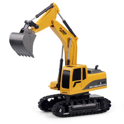 258-1 6 Channel 2.4G 1/24RC Remote-controlled Engineering Metal Excavator Charging RC Car by bashfashion