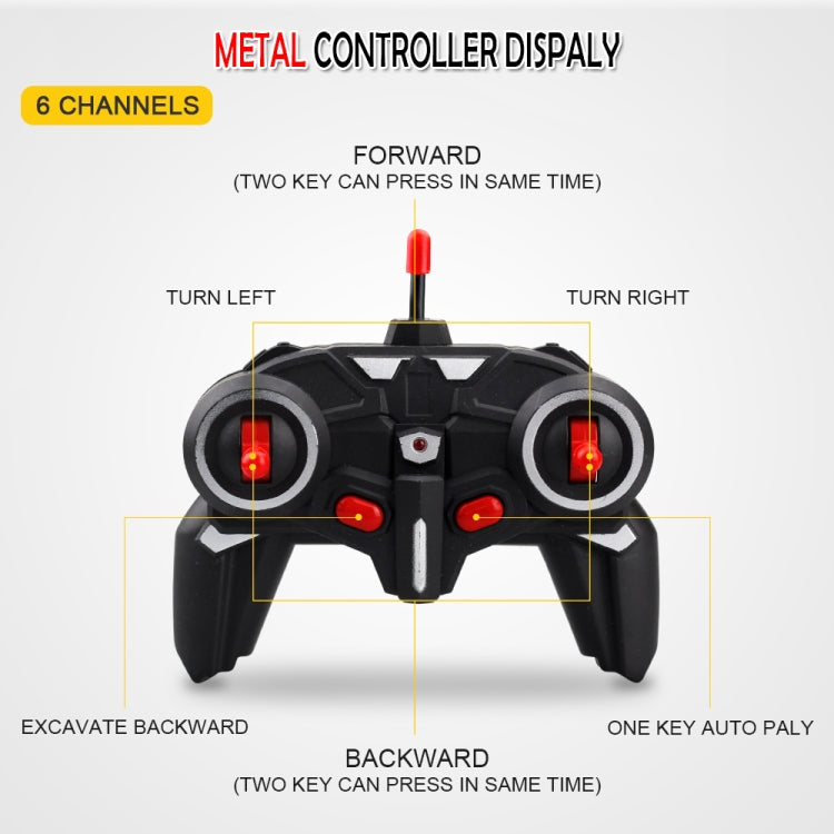 258-1 6 Channel 2.4G 1/24RC Remote-controlled Engineering Metal Excavator Charging RC Car by bashfashion
