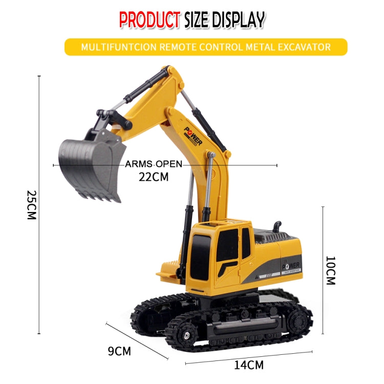 258-1 6 Channel 2.4G 1/24RC Remote-controlled Engineering Metal Excavator Charging RC Car by bashfashion
