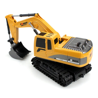 258-1 6 Channel 2.4G 1/24RC Remote-controlled Engineering Metal Excavator Charging RC Car by bashfashion