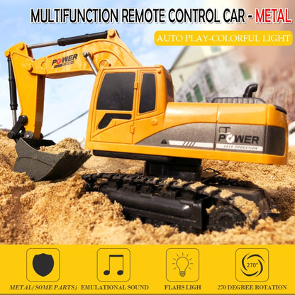 258-1 6 Channel 2.4G 1/24RC Remote-controlled Engineering Metal Excavator Charging RC Car by bashfashion