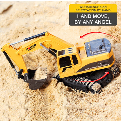 258-1 6 Channel 2.4G 1/24RC Remote-controlled Engineering Metal Excavator Charging RC Car by bashfashion
