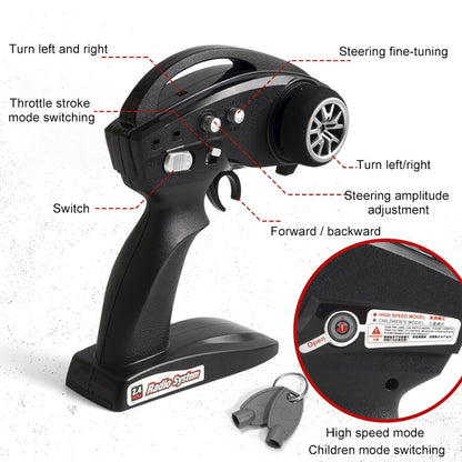 FY-08 Brushless Version 2.4G Remote Control Off-road Vehicle 1:12 Four-wheel Drive Short Truck High-speed Remote Control Car, EU Plug (Blue) by bashfashion