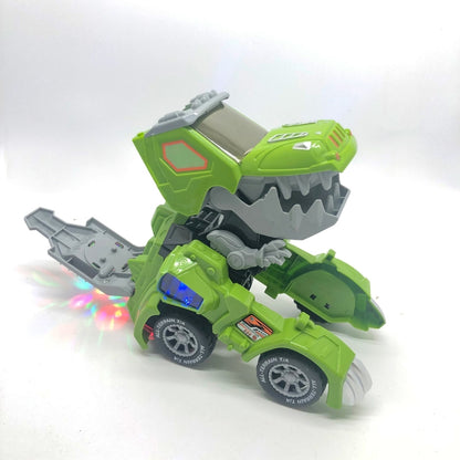 HG-882 Electric Dinosaur Deformation Car Toy Universal Light Music Toy (Green) by bashfashion