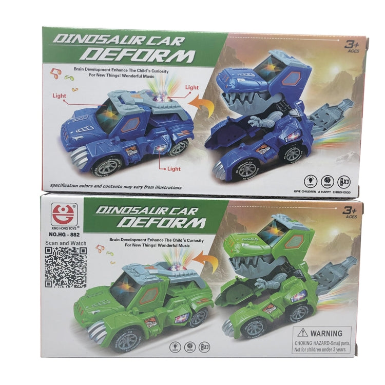 HG-882 Electric Dinosaur Deformation Car Toy Universal Light Music Toy (Green) by bashfashion