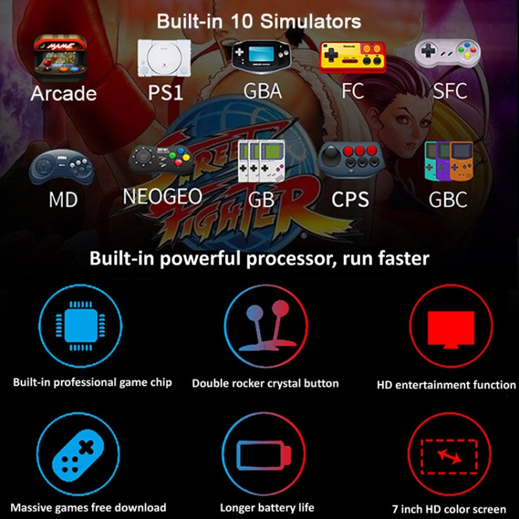 Powkiddy X12 Plus Retro Classic Games Handheld Game Console with 7 inch HD Screen & 16GB Memory, Support MP4 / E-book (Red + Blue) by bashfashion