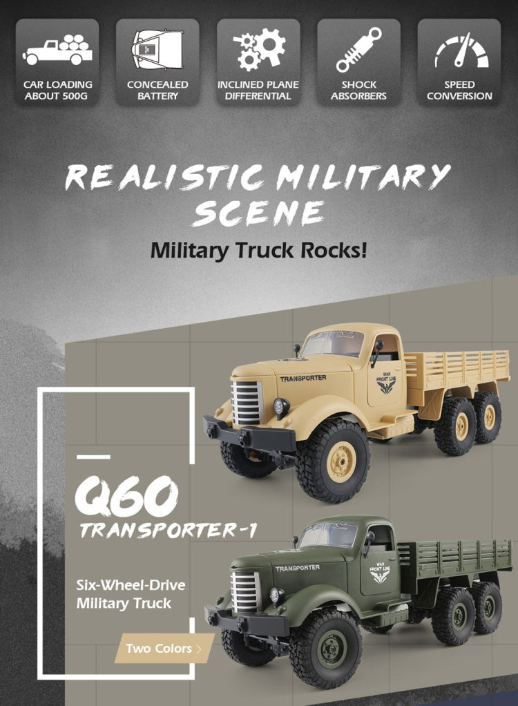 JJR/C Q60 Transporter-1 Full Body 1:16 Mini 2.4GHz RC 6WD Tracked Off-Road Military Truck Car Toy(Army Green) by JJR/C