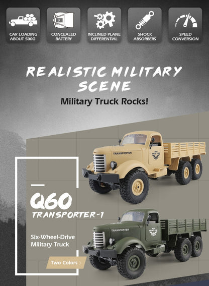 JJR/C Q60 Transporter-1 Full Body 1:16 Mini 2.4GHz RC 6WD Tracked Off-Road Military Truck Car Toy(Army Green) by JJR/C