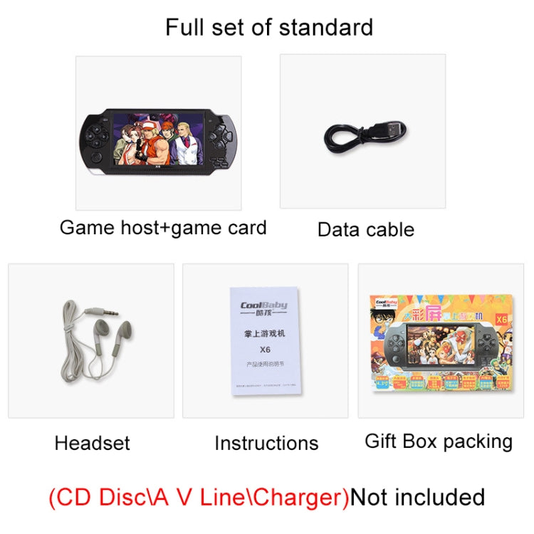 X6 4.3 inch Screen Retro Portable Game Console with 3MP Camera, Built-in 10000 Games, Supports E-book / Recording / Music Playing / Video Playing(Blue) by bashfashion