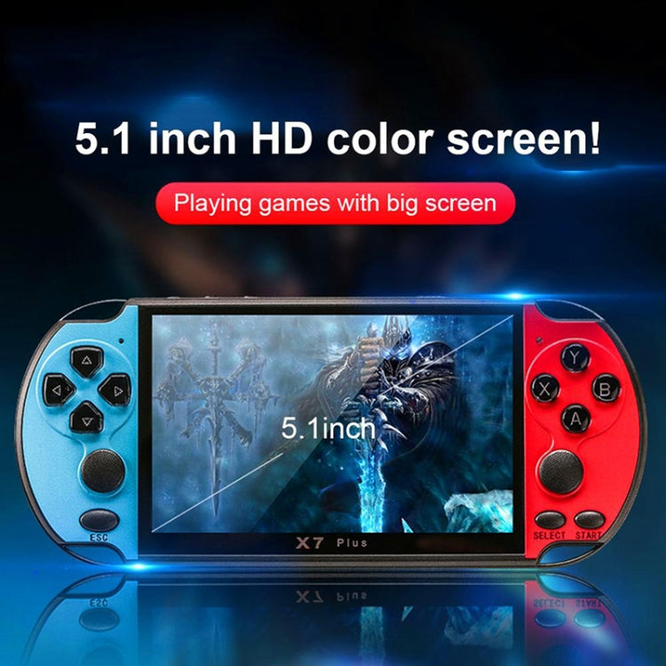 X7 Plus Retro Classic Games Handheld Game Console with 5.1 inch HD Screen & 8G Memory, Support MP4 / ebook(Red) by bashfashion